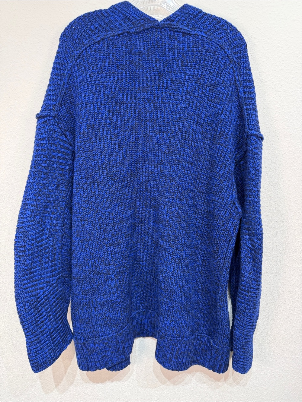 Free People Cobalt Blue Oversized Open Front Chunky Knit Cardigan Sweater L - Picture 4 of 9